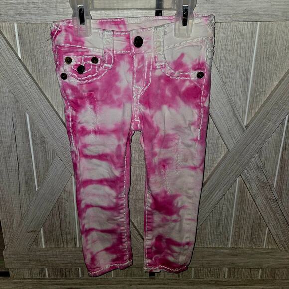 True Religion Girls Pink Tie Dye Casey Super T Jeans 2T - Picture 1 of 11